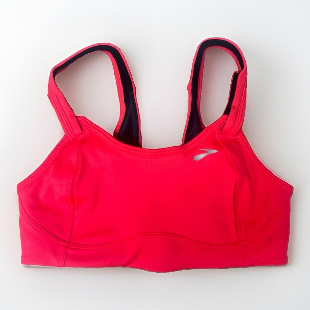 Brooks Fiona Sports Bra 32C Coral Pink Black Running Style 350064 S18